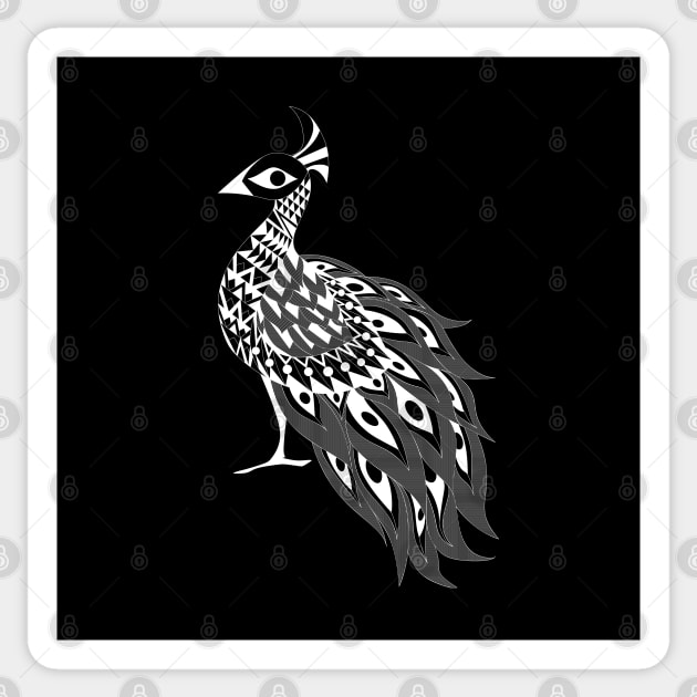 peacock bird in mandala ecopop pattern Sticker by jorge_lebeau